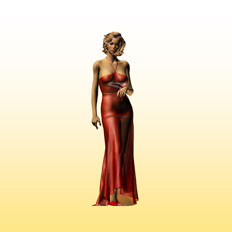 Girl in Red skirt 3D Model Woman